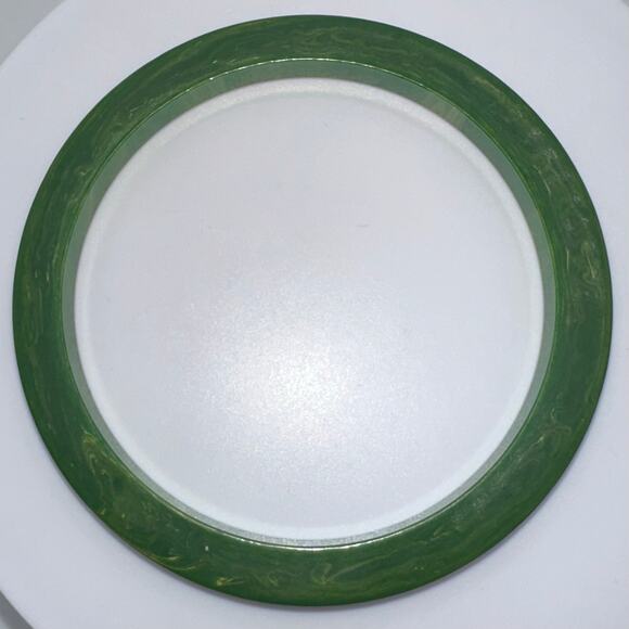 Antique Art Deco 1930s swirled spinach green yellow Bakelite bangle bracelet - Picture 1 of 7
